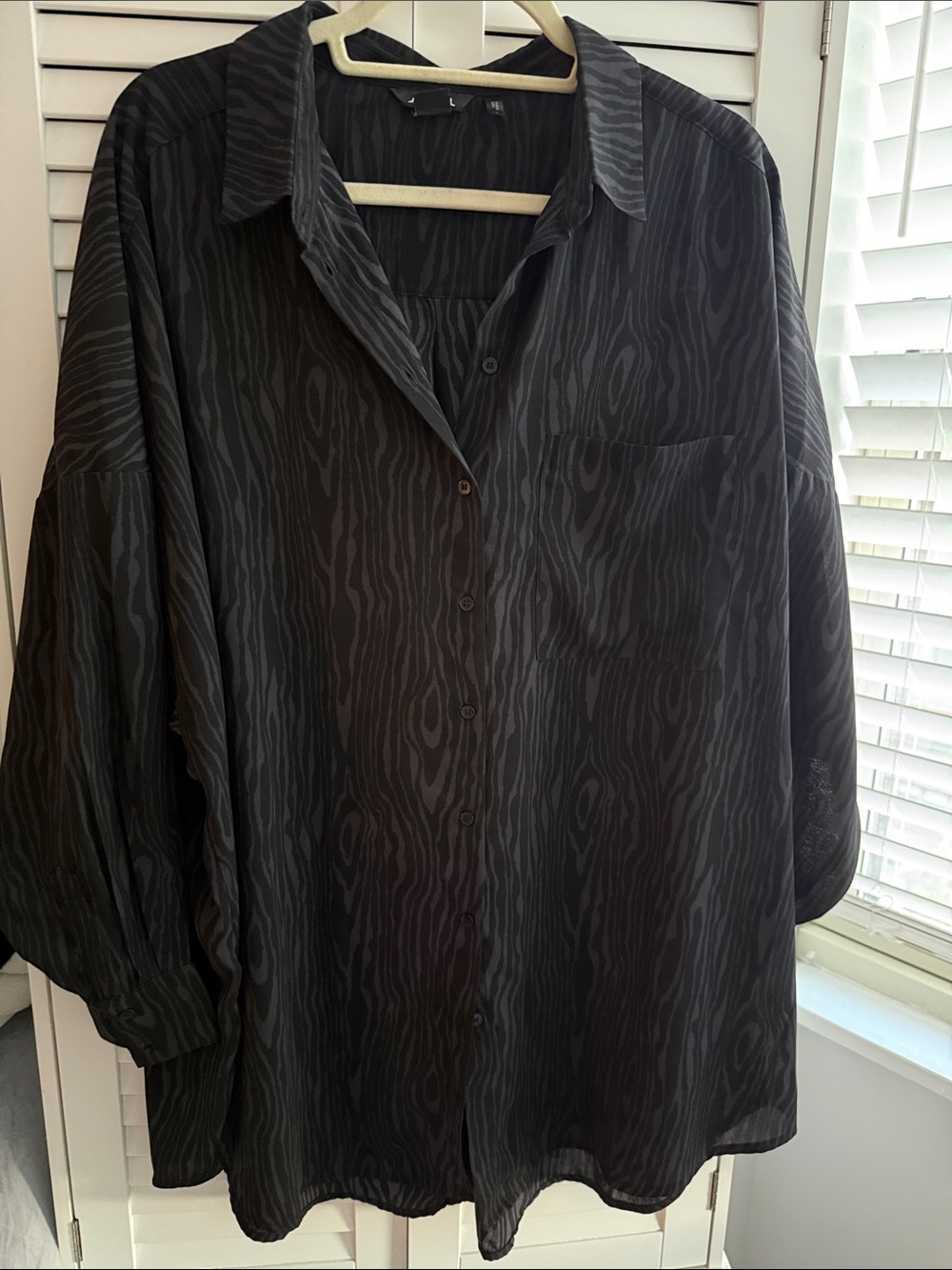 Monki Black Tone-on-Tone Patterned Button-Down Shirt